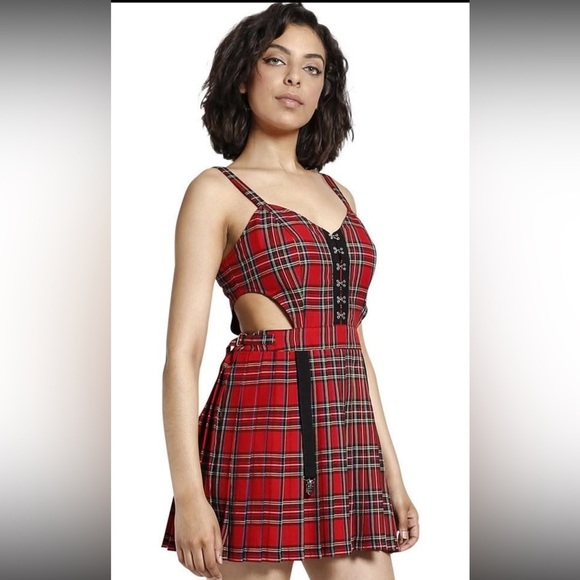 NWT Tripp NYC Red Plaid Mini Dress Sz M - Picture 1 of 10